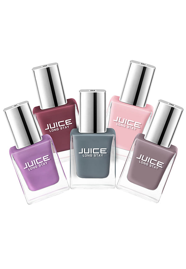 Juice | ONE COAT | NAIL PAINT COMBO | LONG LASTING | 11ML EACH | PACK OF 5  | GRAVEL GRAY - 27, GRANNY SMITH APPLE - 63, GLEE GREEN - 65,