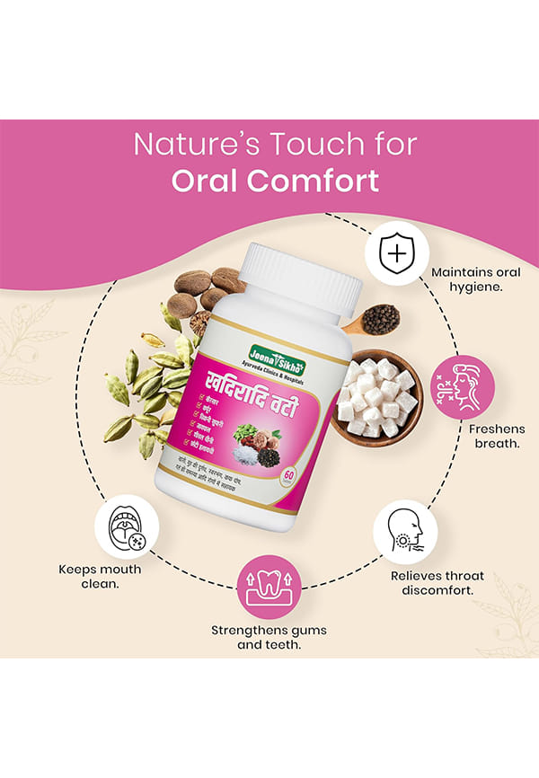 Khadiradi Vati - Ayurvedic Care For Mouth Health & Cough | Ayurvedic Khadiradi Bati Supplement | Herbal Health Supplement | Sugar-Free | Safe & No Added Chemicals, 60 Veg Tablets – thumbnail 3