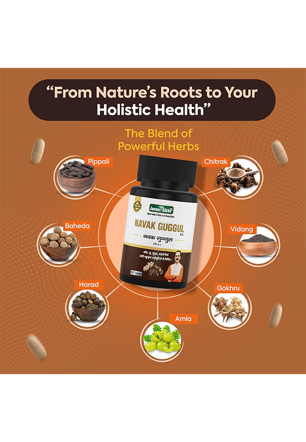 Navak Guggul/Fat Loss Tablets | Herbal Supplement For Fat Loss | |Naturally Blended With Sonth, Marich, And Pippal | Ayurvedic Wellness Multivitamins, 60 Tablets – thumbnail 4