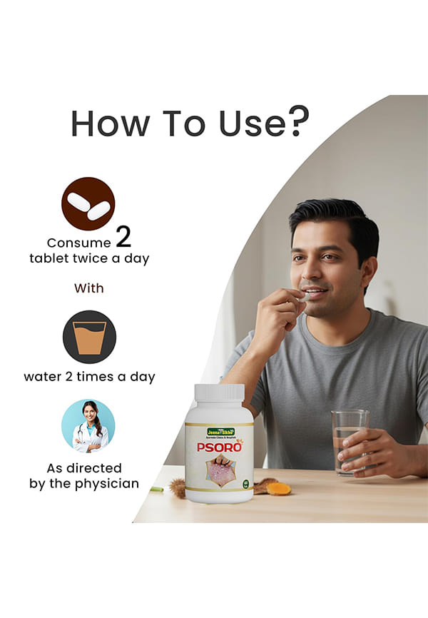 Psoro/Skin Wellness Tablets | Herbal Blood Purifying Supplement | Naturally Blended With Neem Panchang, Manjistha, And Bawachi, 60 Tablets – thumbnail 4