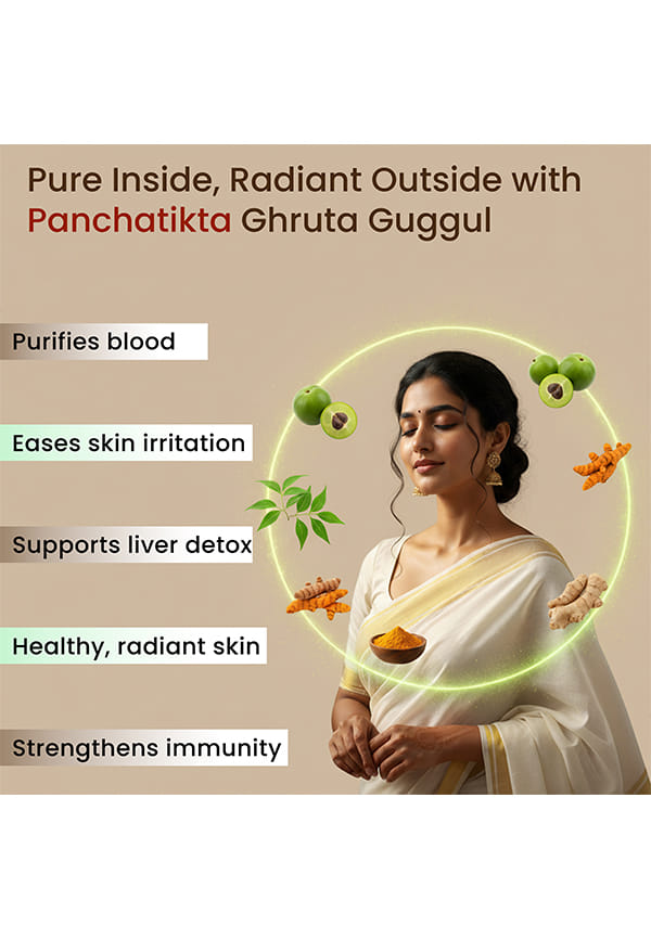 Panchatikta Ghruta Guggul/Vata Balance Tablets | Ayurvedic Supplement For Overall Health | Herbally Blended With Guggul, 60 Tablets – thumbnail 3