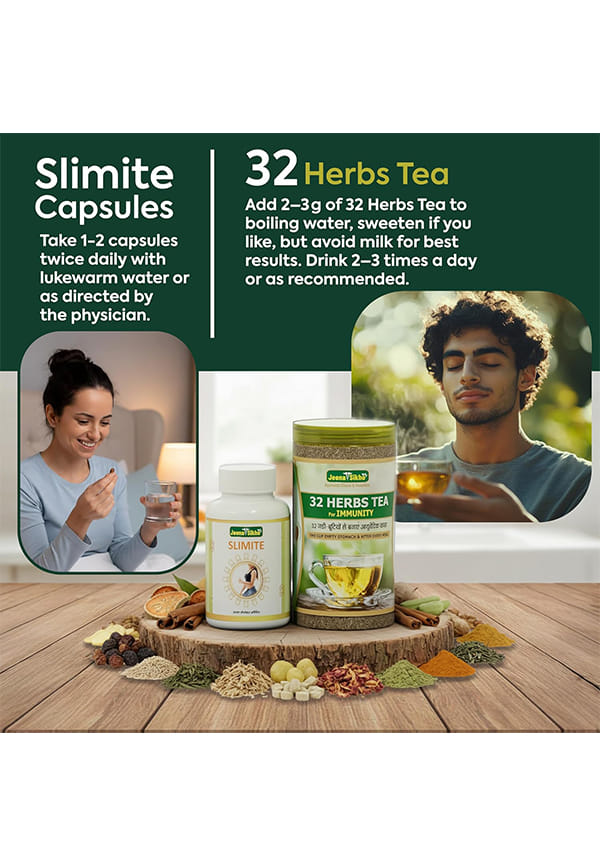 Slimite Capsule + Pet Yakrit Pleeha Shuddhi Kit + 32 Herb Tea | Combo for Weight Management | Better Digestion Improved Metabolism & Daily Wellness | Ayurvedic Health Pack for Men & Women – thumbnail 5
