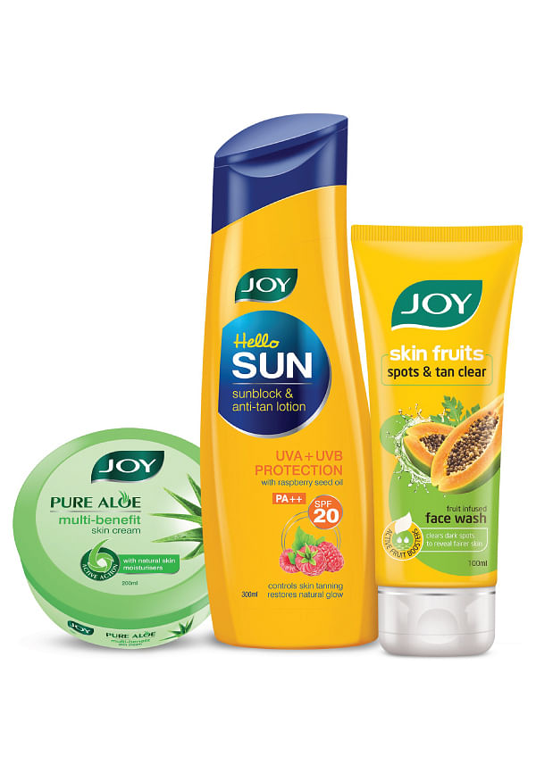 Hello Sun SunBlock & Anti-tan Lotion SPF20, Pure Aloe Multi Benefit Skin Cream & Skin Fruits Spots & Tan Clear Papaya Face Wash