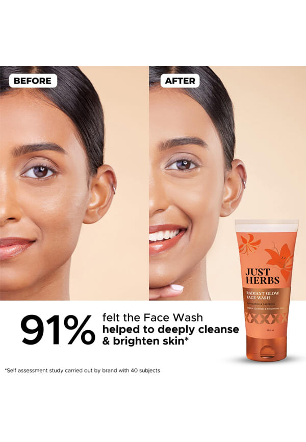 Just Herbs Radiant Glow Face Wash with Mandarin & Saffron – thumbnail 6