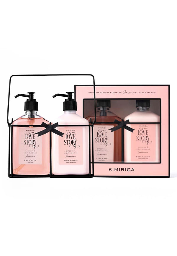 Love Story Hand Wash and Hand and Body Lotion Bottle Caddy Gift Set