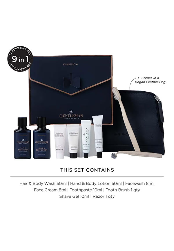 Gentleman Bath Care Travel Case Gift Set with Leather Travel Bag – thumbnail 2