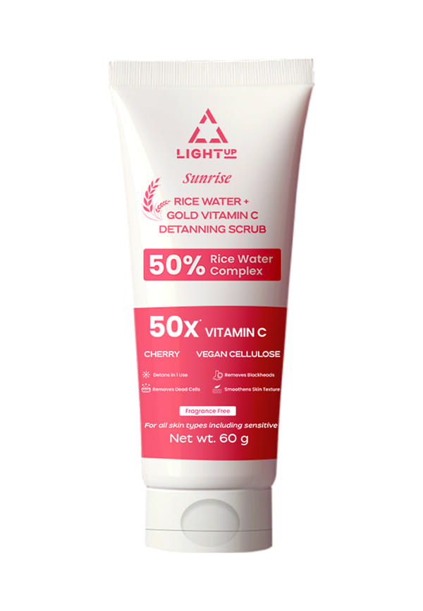 Sunrise Rice Water De-Tan Face Scrub with 50% Rice Water Complex, Cherry, Vitamin C
