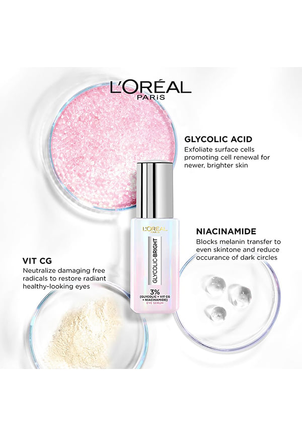 L'Oreal Paris Glycolic Bright Dark Circle Eye Serum 3% – thumbnail 3