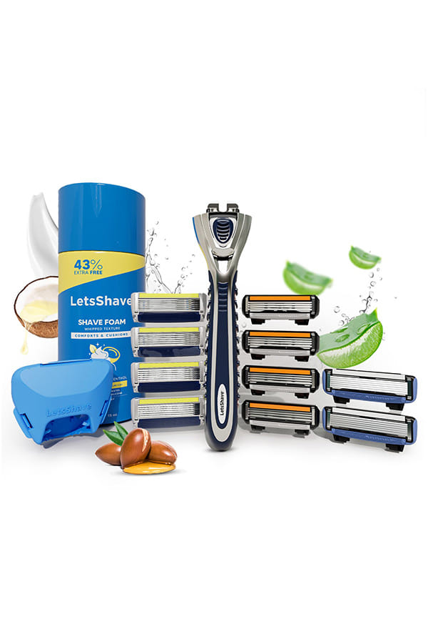 Letsshave Pro All-Year Shave Pack | 365-Day Shaving Kit | (1) Handle + (4) Pro 6 Plus Blades + (4) Pro 4 Blades + (2) Pro 6 Blades + 425g Shave Foam + Travel Cap | Forever Smooth Letsshave Pro All-Year Shave Pack | 365-Day Shaving Kit | (1) Handle + (4) Pro 6 Plus Blades + (4) Pro 4 Blades + (2) Pro 6 Blades + 425g Shave Foam + Travel Cap | Forever Smooth