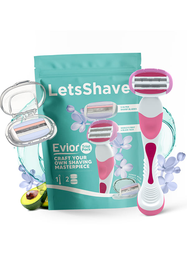 Letssshave Evior Trial Pack Razor for Women with All Our 2 Best Blades + 1 Handle, Pack of 3, Craft your own Shaving Masterpiece with Dual Moisture Bar & Micro Comb Guard Bar, Razor for full body Letssshave Evior Trial Pack Razor for Women with All Our 2 Best Blades + 1 Handle, Pack of 3, Craft your own Shaving Masterpiece with Dual Moisture Bar & Micro Comb Guard Bar, Razor for full body