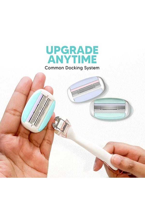Letssshave Evior Trial Pack Razor for Women with All Our 2 Best Blades + 1 Handle, Pack of 3, Craft your own Shaving Masterpiece with Dual Moisture Bar & Micro Comb Guard Bar, Razor for full body – thumbnail 2