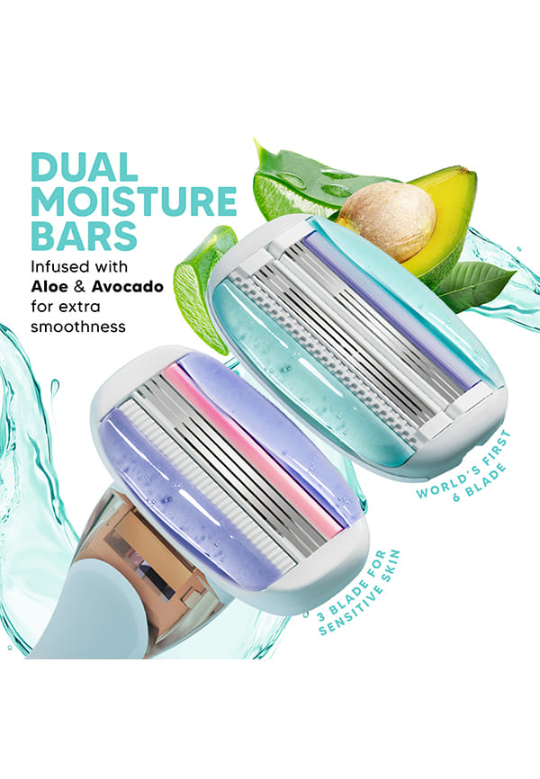 Letssshave Evior Trial Pack Razor for Women with All Our 2 Best Blades + 1 Handle, Pack of 3, Craft your own Shaving Masterpiece with Dual Moisture Bar & Micro Comb Guard Bar, Razor for full body – thumbnail 3