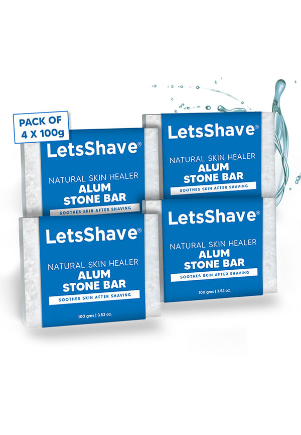 LetsShave Alum Stone Bar for Men – 4 x 100g | Natural After Shave Block | Fitkari for Razor Cuts, Skin Tightening, Deodorant Use | Alcohol-Free, Long-Lasting, Multipurpose Shaving Stone