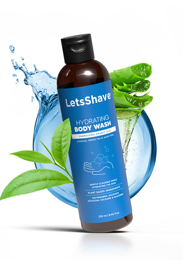 Letsshave Hydrating Body Wash for Men (250ml) with Arabic Oud – Ginseng, Aloe Vera & Green Tea | Gently Cleanses & Hydrates Skin | No Parabens, Sulfates or Silicones | 250ml