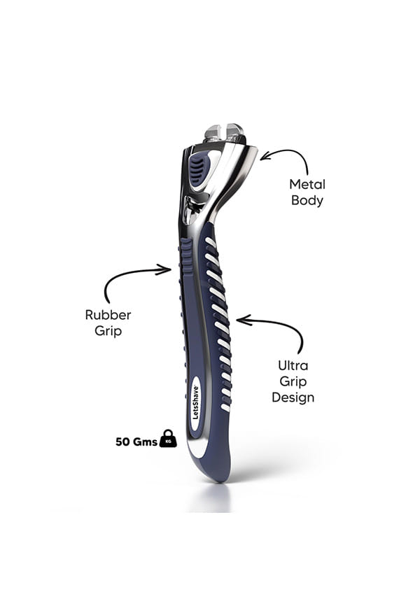LetsShave 7-Month Shave Pack with World's First and Only 7 Blade Razor | Shaving Kit with (1) Razor Handle + (2) Pro 7 Max + (2) Pro 6 + (2) Pro 3 Blades + Transparent Shave Gel (15ml) + After Shave Balm (30ml) + Travel Cap – thumbnail 3