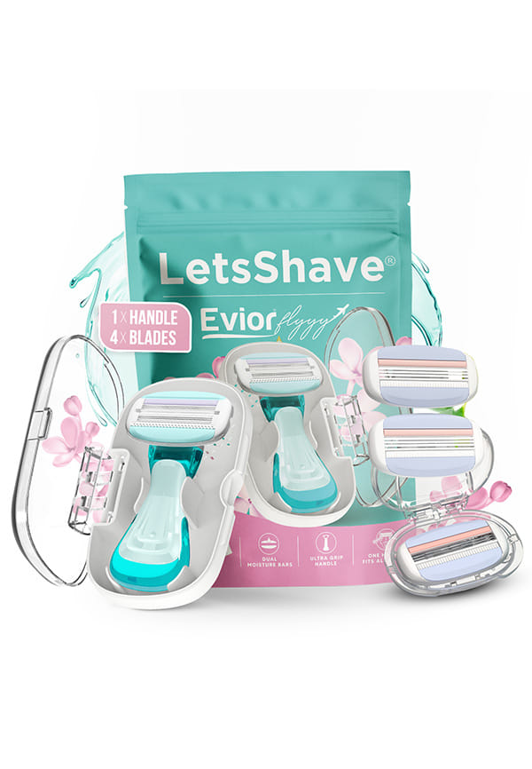 LetsShave Evior Flyy Shaving Razor Value Set For Women, 2 Blades + 1 Handle, Open Flow Cartridge, Dual Moisture Bar & Micro Comb Guard Bar, Razor For Women LetsShave Evior Flyy Shaving Razor Value Set For Women, 2 Blades + 1 Handle, Open Flow Cartridge, Dual Moisture Bar & Micro Comb Guard Bar, Razor For Women