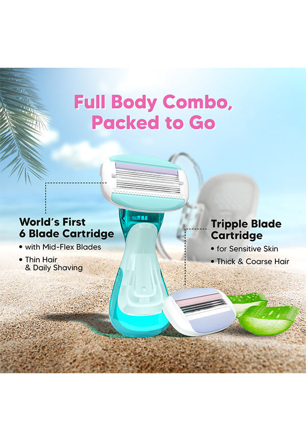 LetsShave Evior Flyy Shaving Razor Value Set For Women, 2 Blades + 1 Handle, Open Flow Cartridge, Dual Moisture Bar & Micro Comb Guard Bar, Razor For Women – thumbnail 6