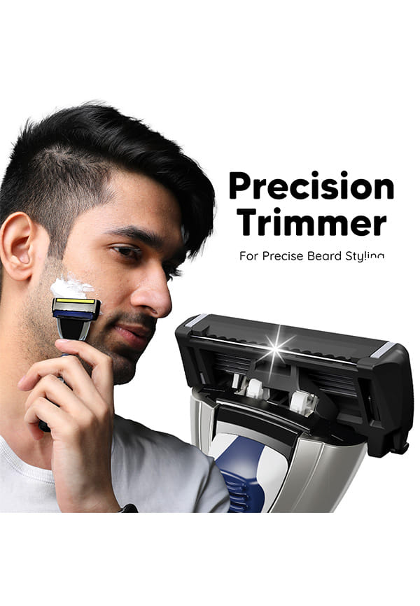 LetsShave Pro 6 Advance Shaving Razor Value Set with 4 Blades 1 Handle + Razor Cap, World's First 6-Blade Razor with Precision Back Blade Argan Oil & Aloe Vera Infused moisturizing strip, Shaving Kit – thumbnail 3