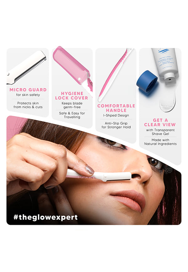 LetsShave Evior Face & Eyebrow Razor For Women - Pack of 6 + Free Transparent Shave Gel 15ml | Skin-Safe Hair Removal Razors | For Eyebrows, Upper Lip, Forehead, Peach Fuzz | 300 Days of Dermaplaning – thumbnail 3
