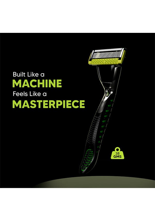 LetsShave Pro 7 Max Razor Value Set for Men (1 Handle + 4 Blades ) | World's First & Only 7-Blade Razor for Men | Honeycomb Guard, Open Flow Design & Nature Infused Lubrication Strip | With Travel Cap – thumbnail 2