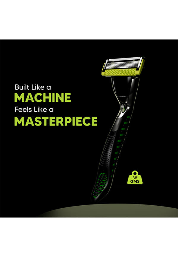 LetsShave Pro 7 Max Razor Value Set for Men (1 Handle + 4 Blades ) | World's First & Only 7-Blade Razor for Men | Honeycomb Guard, Open Flow Design & Nature Infused Lubrication Strip | With Travel Cap – thumbnail 3