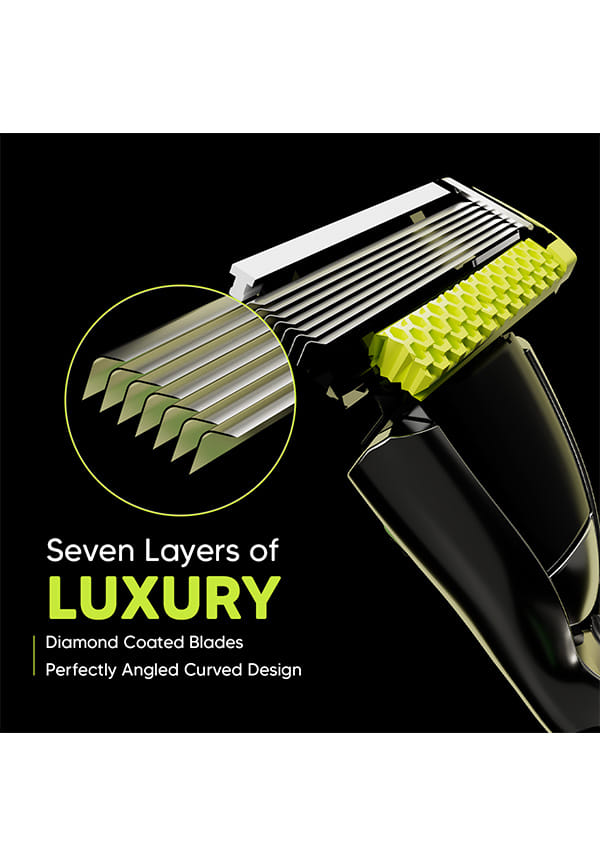 LetsShave Pro 7 Max Razor Value Set for Men (1 Handle + 4 Blades ) | World's First & Only 7-Blade Razor for Men | Honeycomb Guard, Open Flow Design & Nature Infused Lubrication Strip | With Travel Cap – thumbnail 4