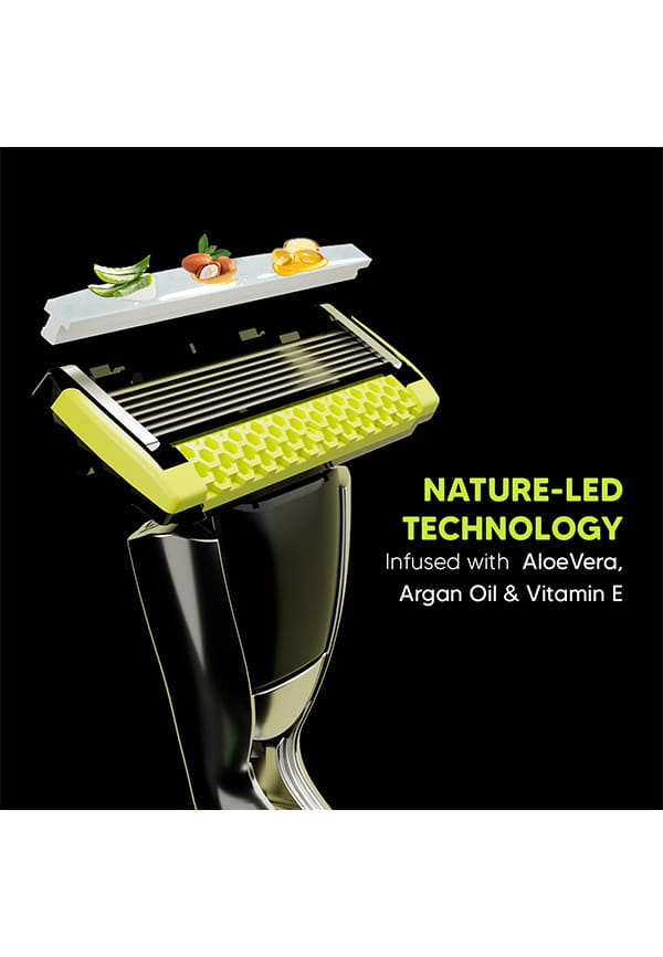 LetsShave Pro 7 Max Razor Value Set for Men (1 Handle + 4 Blades ) | World's First & Only 7-Blade Razor for Men | Honeycomb Guard, Open Flow Design & Nature Infused Lubrication Strip | With Travel Cap – thumbnail 7