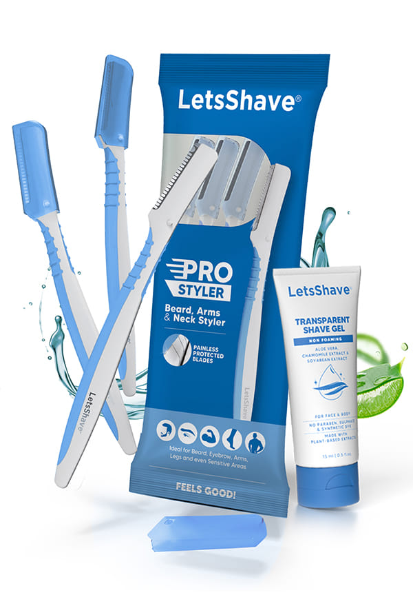 LetsShave Pro Styler for Men Beard, Reusable, Pack of 3, +1 Transparent Shave Gel 15ml, Beard Shaper, Multi Grooming, Face Razor for Men, Beard Pen Styler, 60 Days of Styling