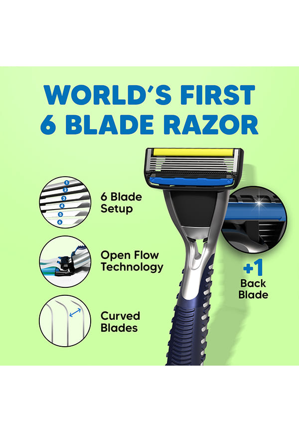 Pro 6 Maxxx Razor Refills for Men – world's 1st 6 blade razor system | Pack of 4 Cartridges | Precision Back Blade | Fits Pro 4/5/6/7 – thumbnail 2