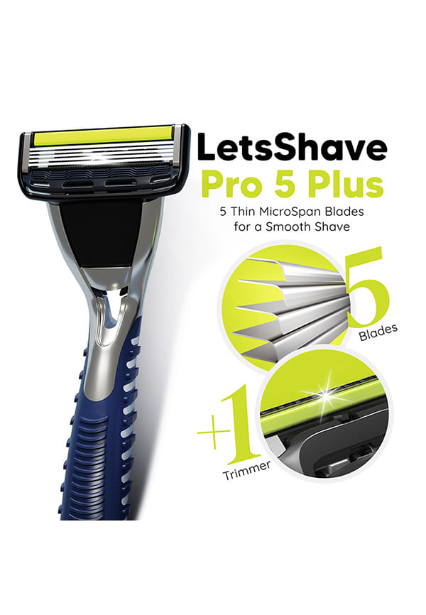 LetsShave Pro 5 Plus Manual Shaving Razor Blades Refills (Cartridge), Pack of 12, World's First Curved Blade with Vitamin E & Argan Oil Lubricating Strip, Blades for Men – thumbnail 3