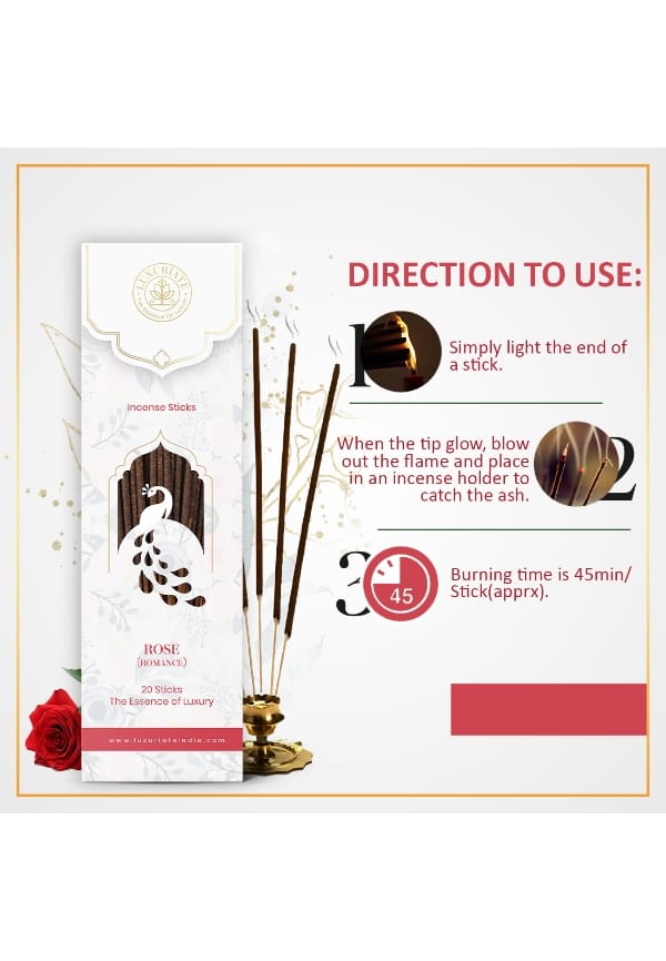 Rose Ayurvedic,Organic,Natural and Non-Toxic Incense Sticks – thumbnail 2