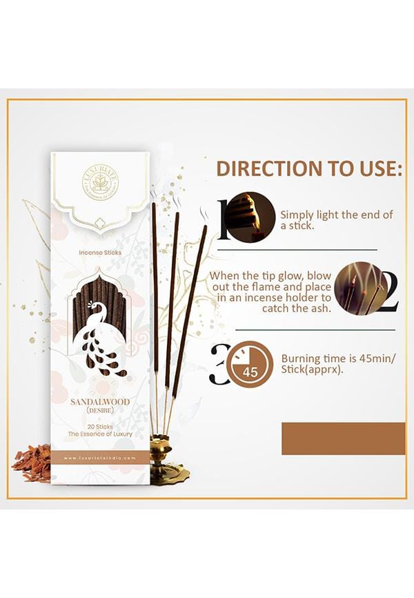 Sandalwood Ayurvedic,Organic,Natural and Non-Toxic Incense Sticks-Great for Yoga, Meditation, Prayer, Home Fragrance, and as Air Purifie,(Contains 20 Incense Sticks/Natural Agarbatti) – thumbnail 2