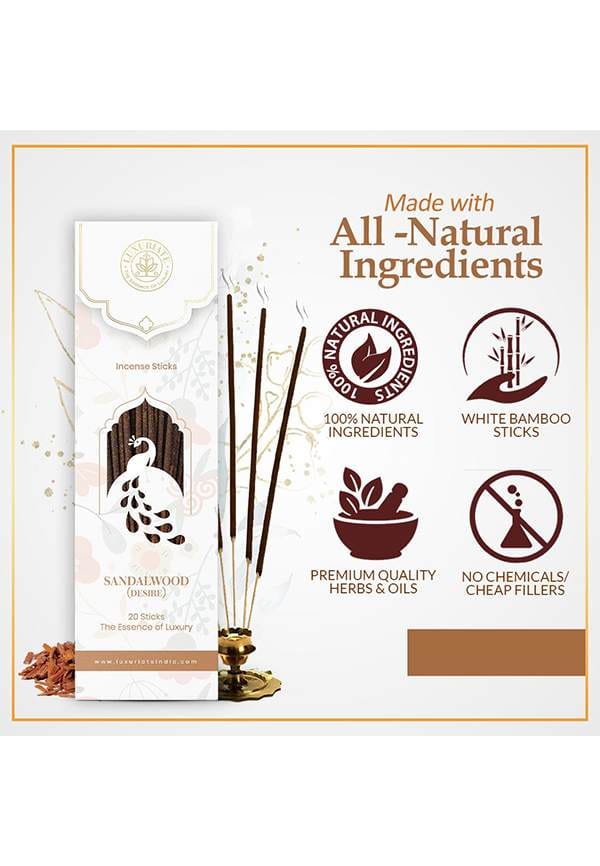 Sandalwood Ayurvedic,Organic,Natural and Non-Toxic Incense Sticks-Great for Yoga, Meditation, Prayer, Home Fragrance, and as Air Purifie,(Contains 20 Incense Sticks/Natural Agarbatti) – thumbnail 3