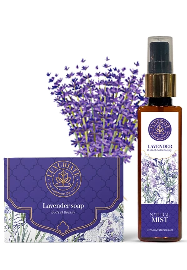 Lavender Handmade Soap and Natural Body/Face Lavender Mist Spray for Men and Women ,combo pack of 2 pcs
