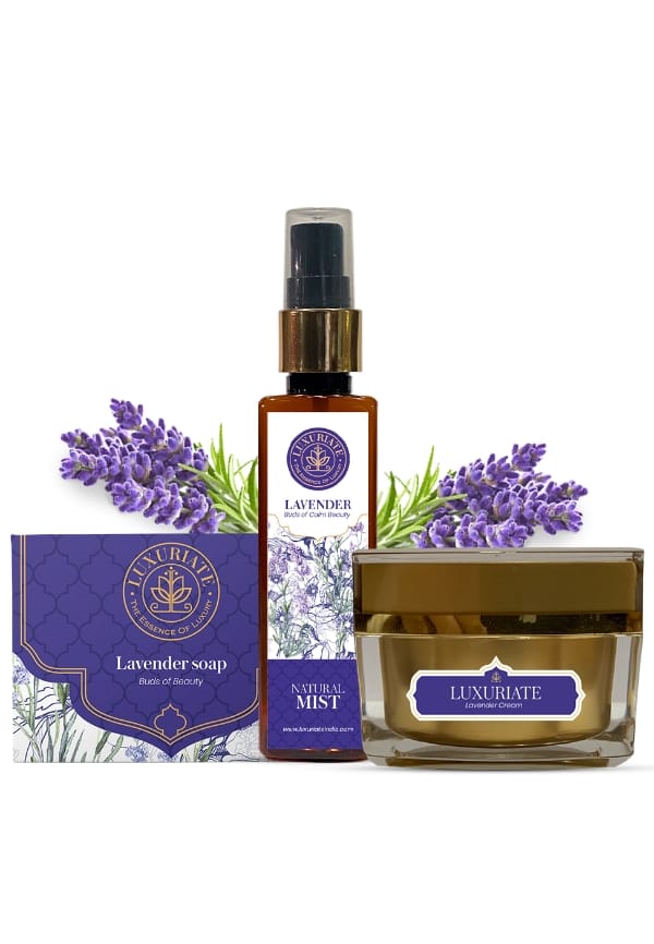 Handmade Real Lavender Rejuvenating Body Soap , Moisturizer Cream with Shea/Kokum Butter Facial Massage Cream and Natural Body/Face Lavender Mist Spray for Men and Women pack of 3 pcs