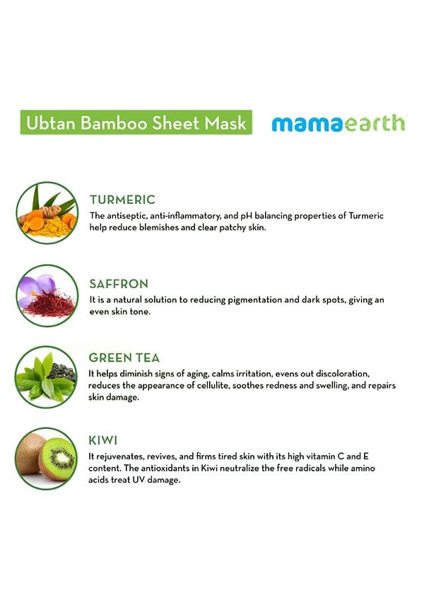 Ubtan Bamboo Sheet Mask With Turmeric & Saffron For Skin Brightening – thumbnail 3