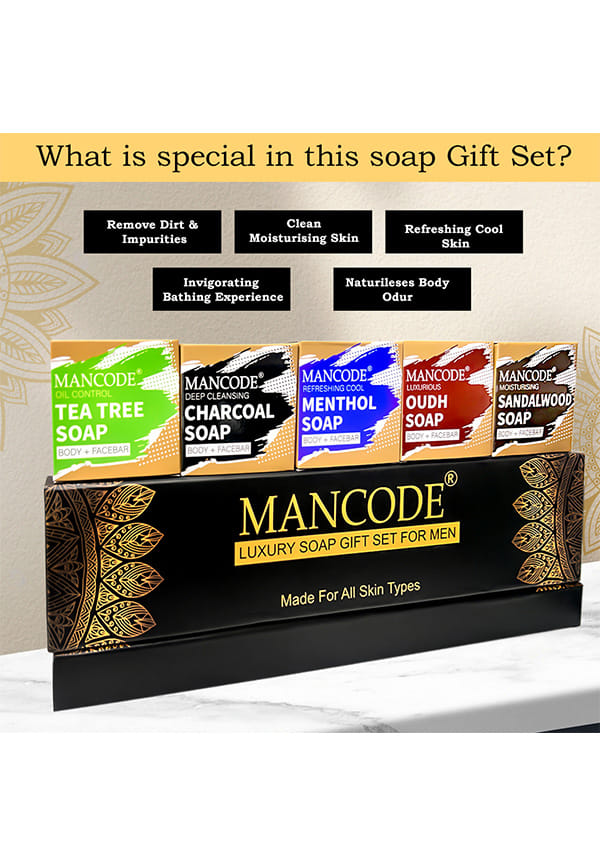 Luxury Methoal, Charcoal, Oudh, Sandalwood, Tea Tree Soap Gift Set – thumbnail 2