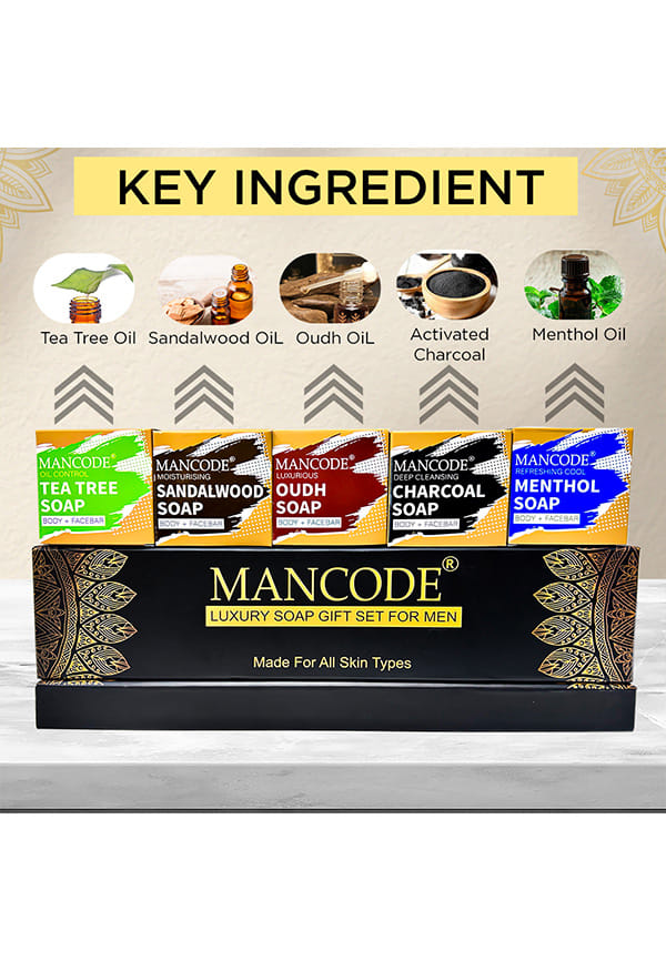 Luxury Methoal, Charcoal, Oudh, Sandalwood, Tea Tree Soap Gift Set – thumbnail 4