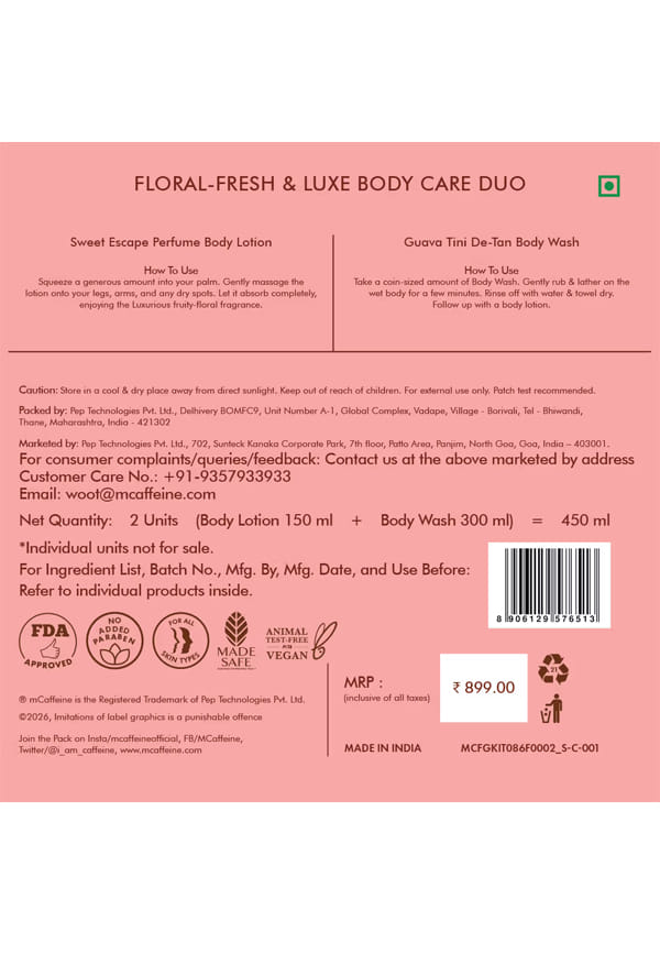 Floral-Fresh & Luxe Body Care Duo - Sweet Escape Body Lotion & Guava Tini De-Tan Body Wash – thumbnail 5