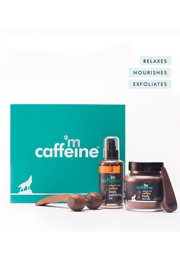 Coffee De-Stress Gift Set With Coffee Body Scrub, Body Oil & Massager – thumbnail 3
