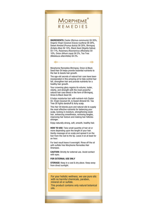 Morpheme Remedies Bhringraj, Onion & Black Seed Hair Oil - No Mineral Oil & Silicones – thumbnail 2