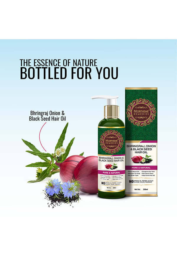Morpheme Remedies Bhringraj, Onion & Black Seed Hair Oil - No Mineral Oil & Silicones – thumbnail 4
