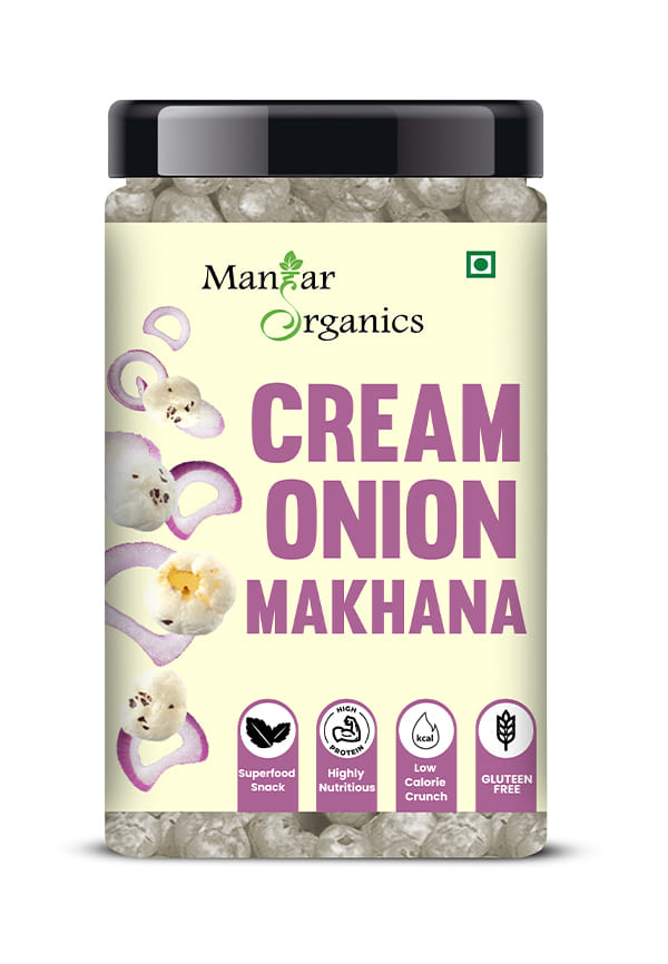 Roasted and Flavoured Cream & Onion Makhana/Foxnut Jar | High Protein, MSG Free | Healthy Snacks