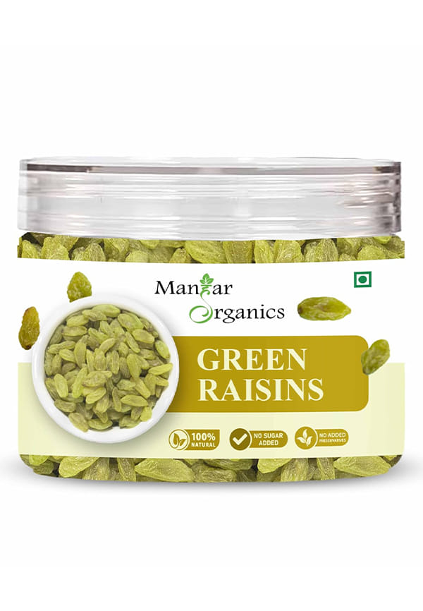 Green Raisins (Kishmish) Jar | Dried Seedless | Super Long Raisins | Nutritious | Rich in Iron & Vitamin B