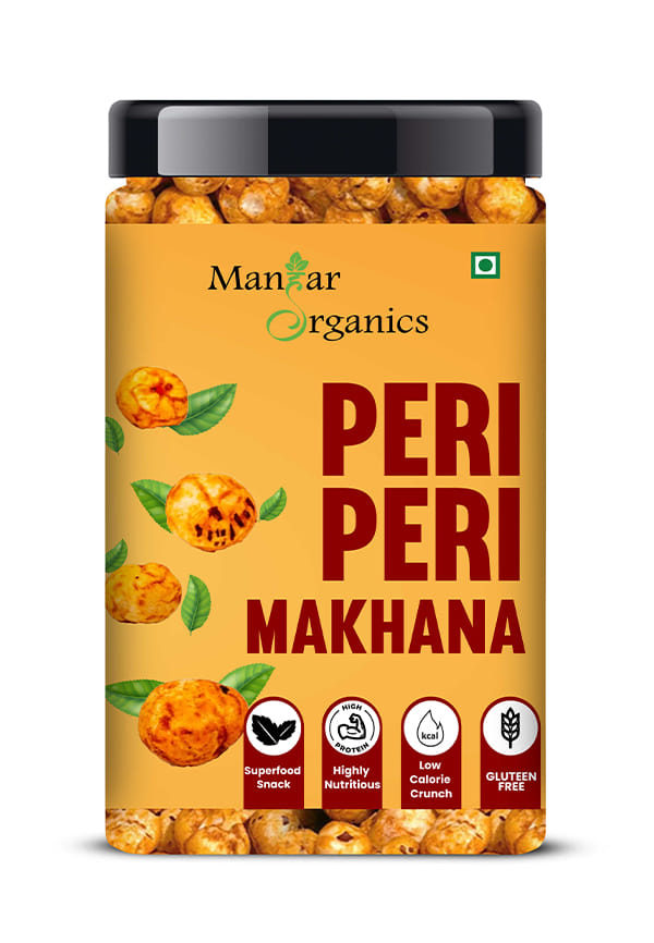 Peri Peri Roasted Makhana Jar | Gluten-Free Superfood | Nutrient-Rich Foxnut, Trans-Fat-Free, Delicious & Nutritious