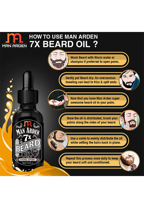 Man Arden 7X Beard Oil (Love Spell) - 7 Premium Oils Blend Supports Beard Growth & Nourishment – thumbnail 4