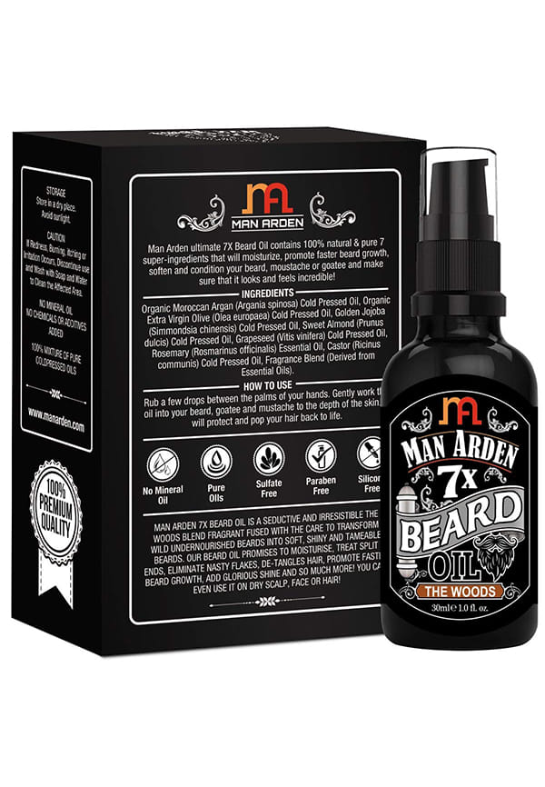 Man Arden 7X Beard Oil (The Woods) - 7 Premium Oils Blend Supports Beard Growth & Nourishment – thumbnail 3