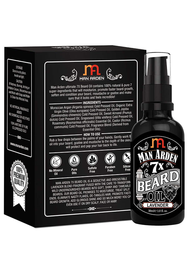 Man Arden 7X Beard Oil (Lavender) - 7 Premium Oils Supports Beard Growth & Nourishment – thumbnail 3