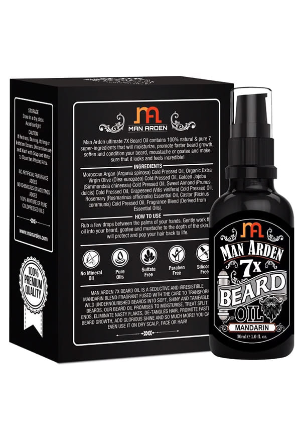 Man Arden 7X Beard Oil (Mandarin) - 7 Premium Oils Supports Beard Growth & Nourishment – thumbnail 2