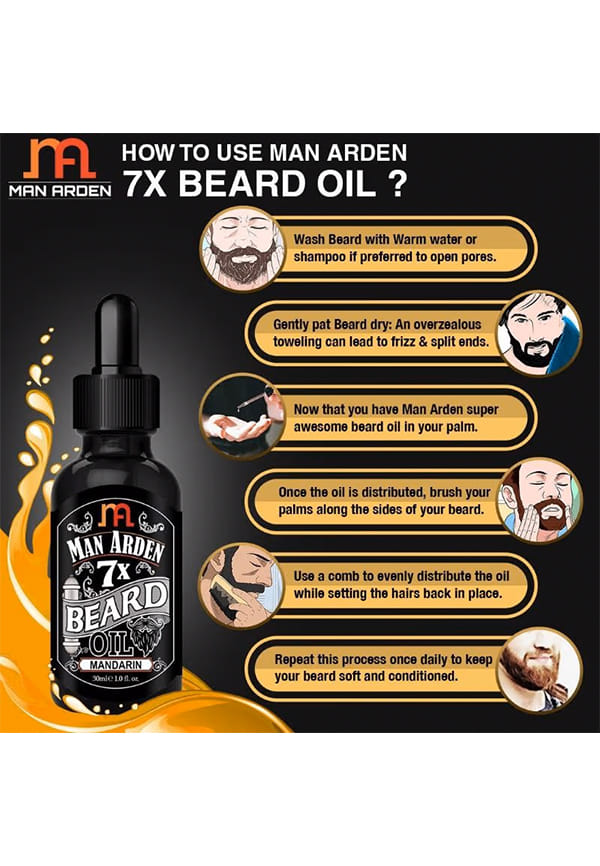 Man Arden 7X Beard Oil (Mandarin) - 7 Premium Oils Supports Beard Growth & Nourishment – thumbnail 4